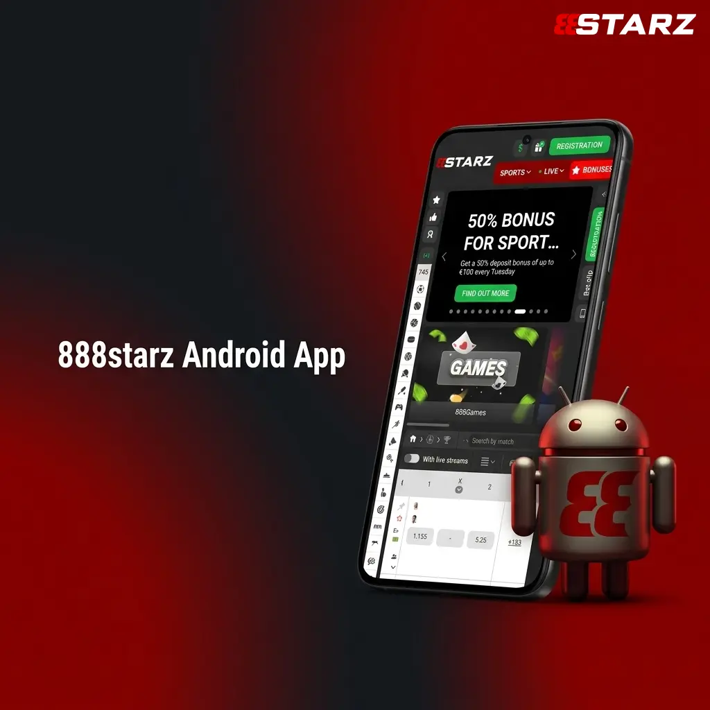 888starz Android app interface showing mobile betting and casino features on a smartphone screen