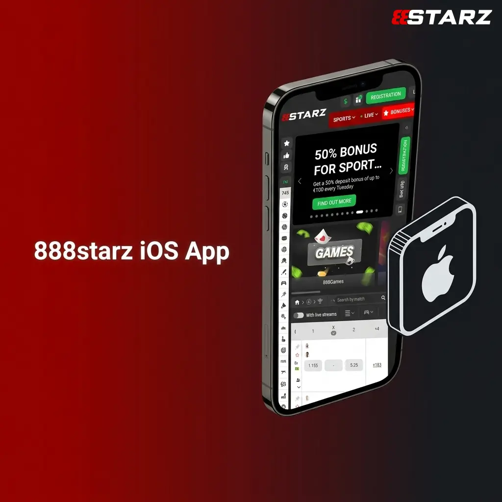 888starz iOS app interface showing mobile betting and casino features on iPhone screen