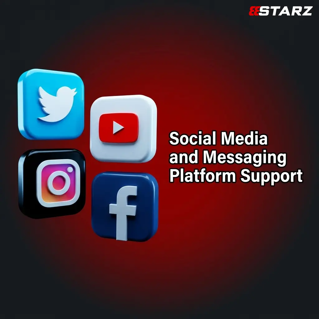 Icons representing social media and messaging platforms including chat bubbles, notifications, and connectivity symbols
