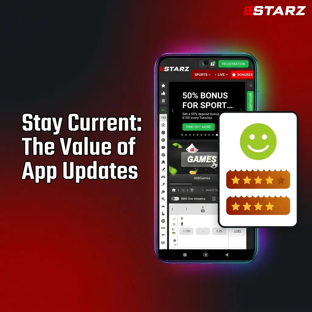 Smartphone screen displaying app update notifications with icons showing new features and security improvements