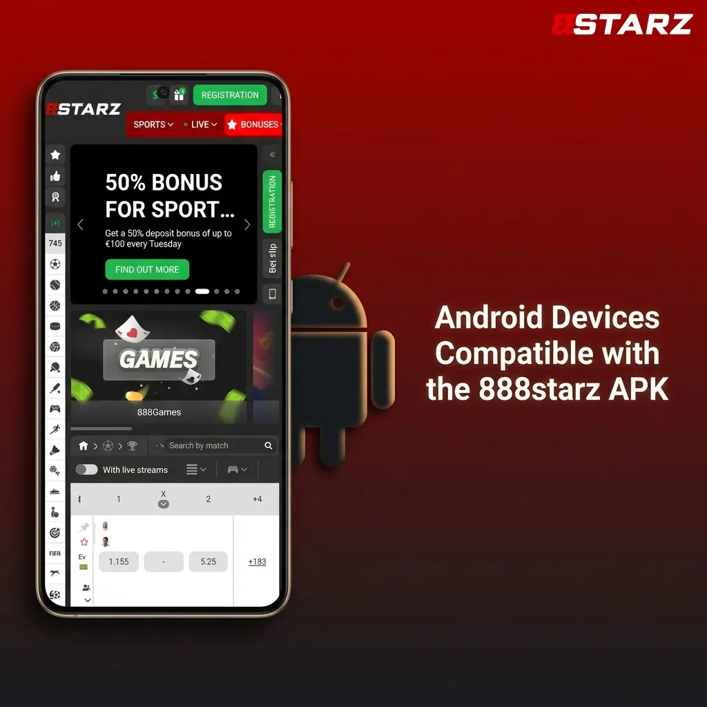 Android devices compatible with 888starz APK showing supported smartphones and tablets for mobile betting app installation